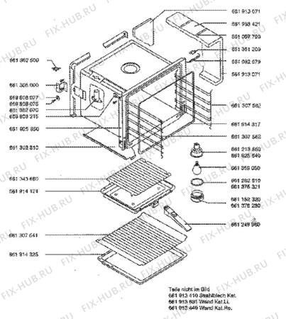 Взрыв-схема плиты (духовки) Aeg 5201B-D - Схема узла Oven body